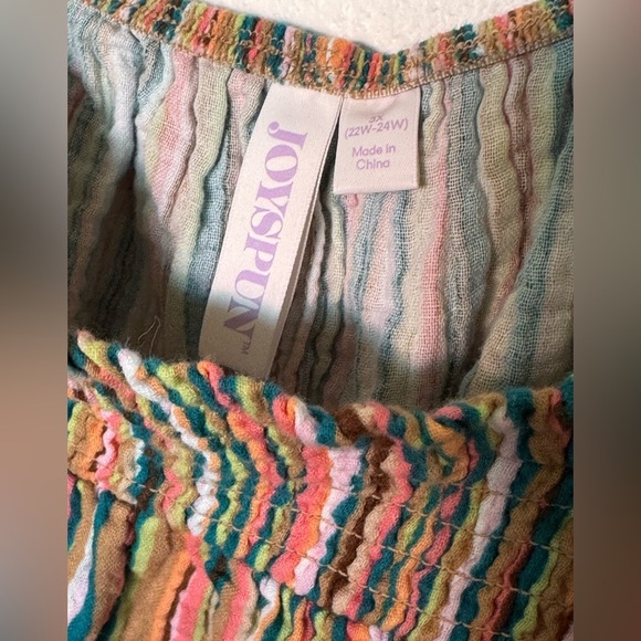 Women’s Joyspun Size 3x Colorful striped Cotton puff sleeve sleep top - Picture 2 of 3